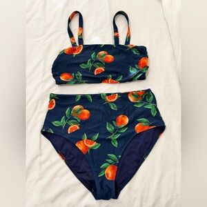 Women’s Navy and Orange Swim Bikini Set